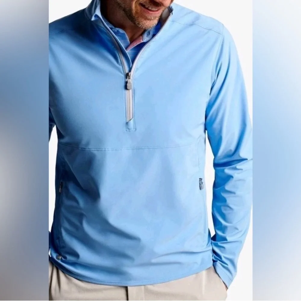 Peter Millar Tahoe Blue Flex Adapt Half Zip Golf Crown Crafted Pullover